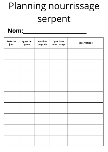Planning de Nourrissage — Suivi complet pour votre reptile