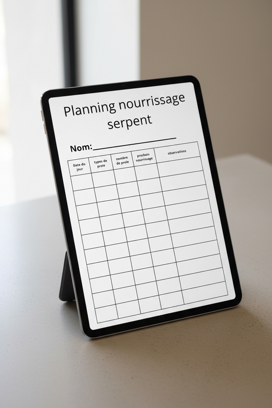 Planning de Nourrissage — Suivi complet pour votre reptile